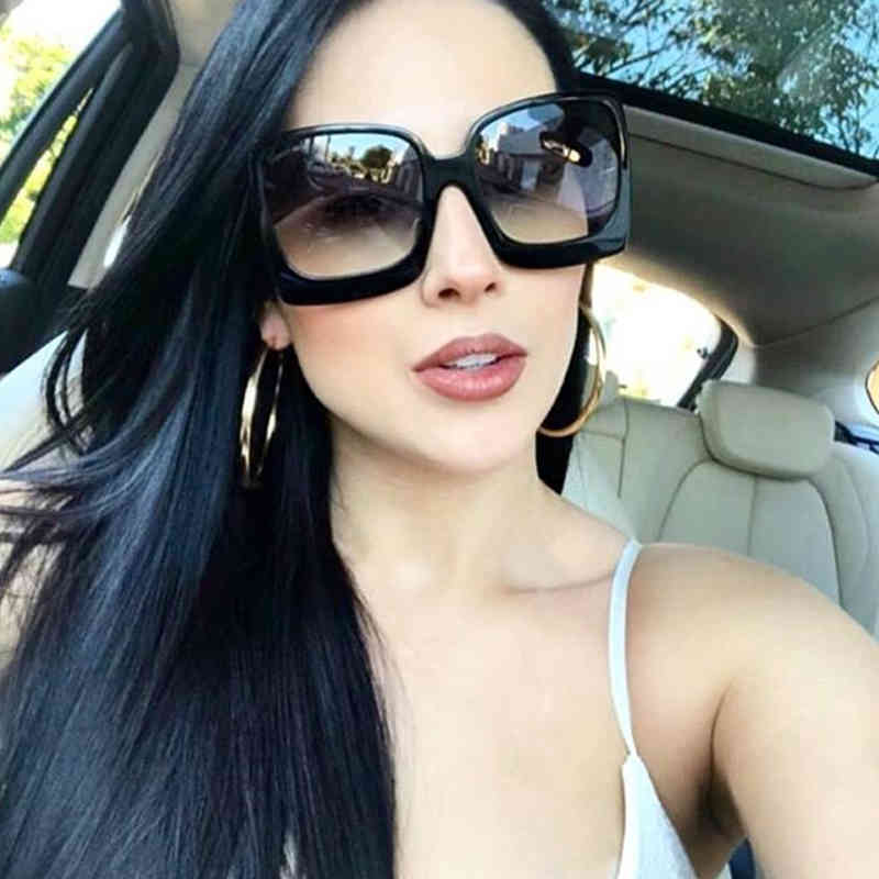 

Vintage Large square Sunglasses Women black Gradients Large sunglasses Women's fashion Luxury brand Mirror Clear Oculos De Sol Glasses wholesale, White;black