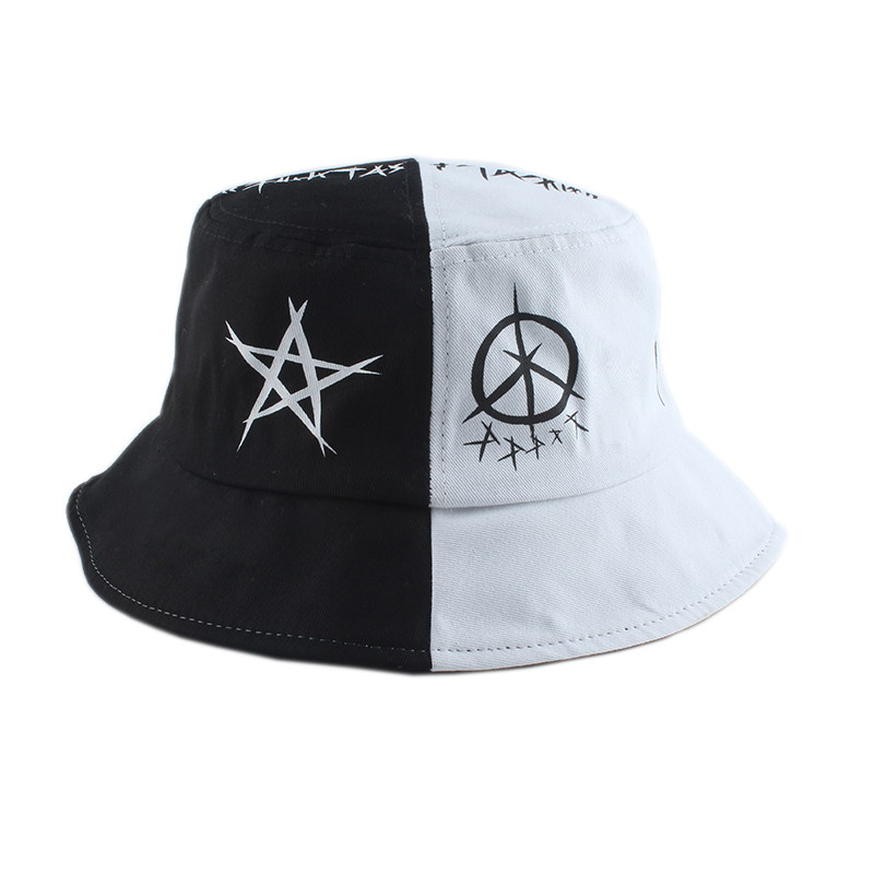 

Fitted Hat Unisex Bucket Hat Fisher Outdoor Black White Patchwork Hip Hop Cap Mens Summer Fisherman Hat Women New Bone Feminino, Harajuku black white