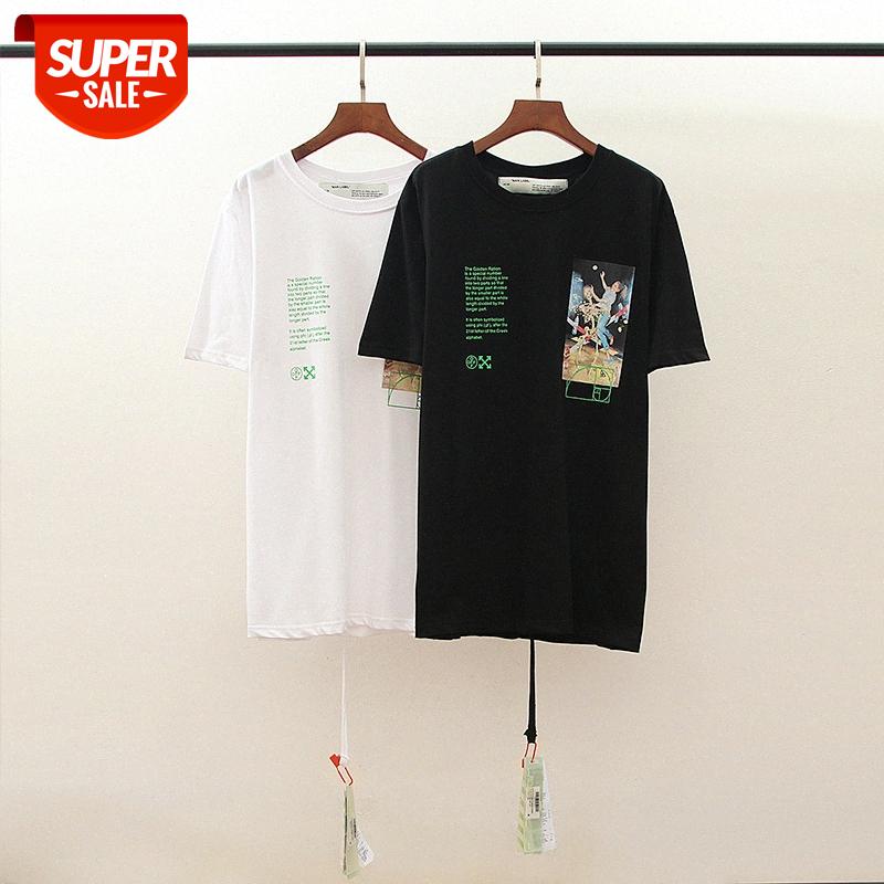 

OFF summer tide brand WHITE skull girl print short-sleeved men and women couple round neck loose trend T-shirt #jw8N, White;black