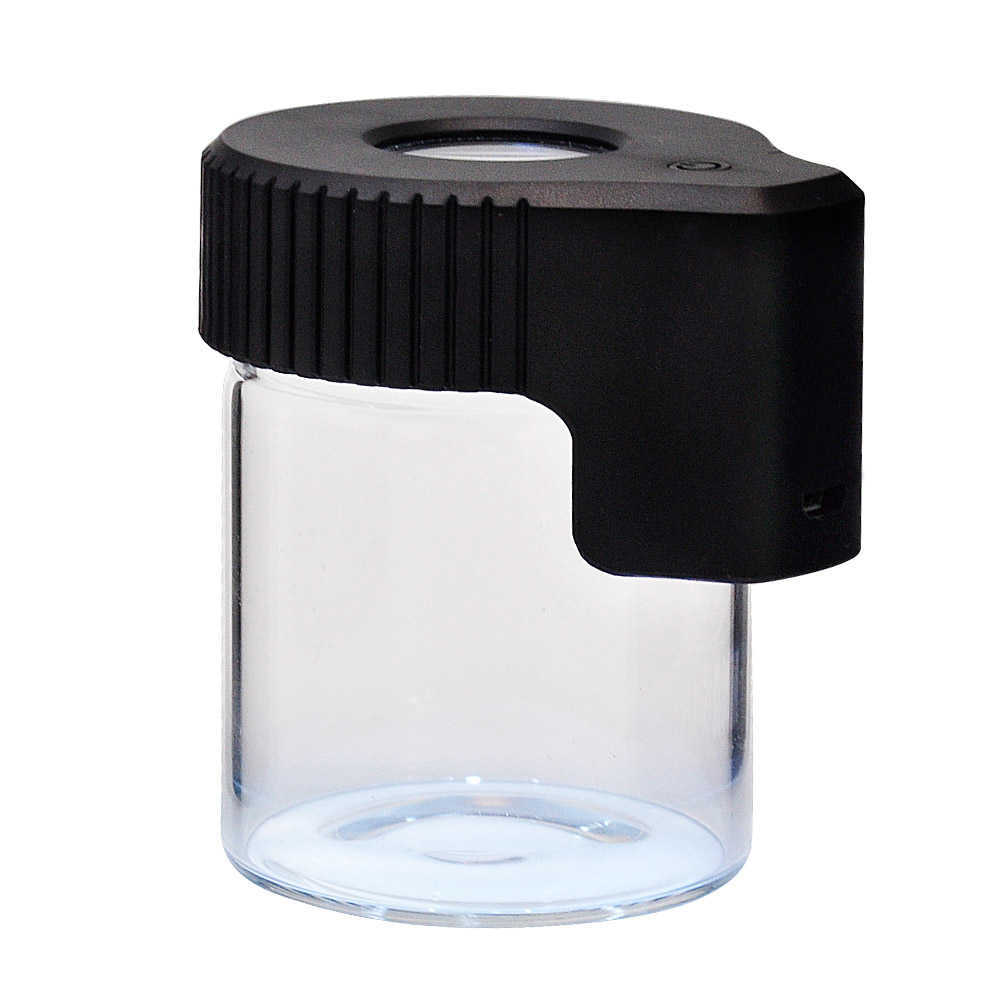 Led Magnifying Stash Jar  Mag Magnify Viewing Container Glass Storage Box USB Rechargeable Light Smell Proof