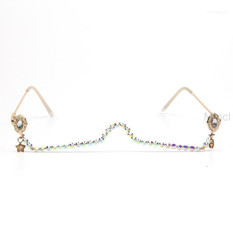 

Diamond Square Half Frame Sunglasses Women Men Luxury Crystal Rhinestone Eyeglasses Rimless Transparent Clear Sun Glasses NX1