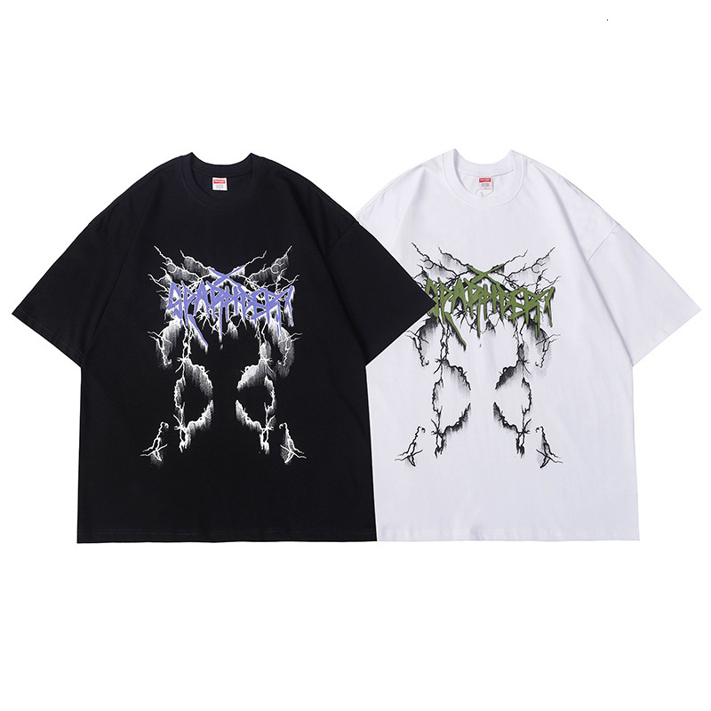 

fashion t shirt impas guochao brand short sleeve for men and women, White;black
