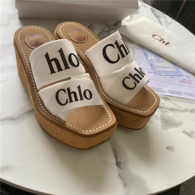 

Top Newest Branded Women Woody Mules Thick bottom Slipper Deisgner Lady Lettering Fabric Outdoor Leather Sole Slide Slope heel Sandal 35-42, Black