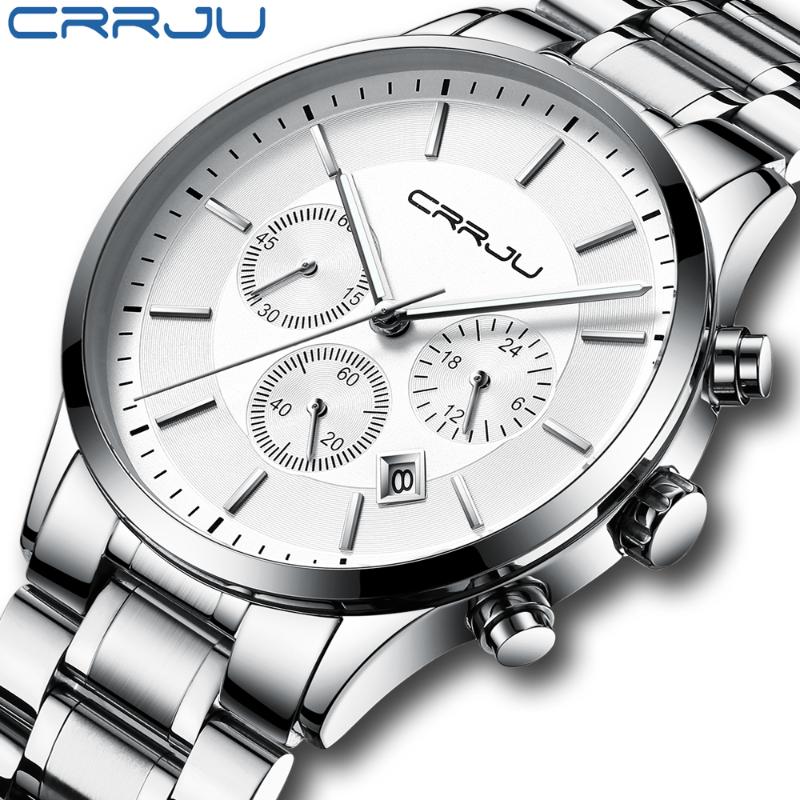 

Wristwatches 2021 Top Brand CRRJU Fashion Sports Men Watch Luxury Stainless Steel Wrist Chronograph Waterproof Relogio Masculino, Black blue rose