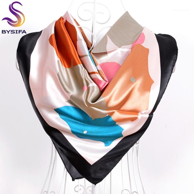 

Scarves Ladies Imitated Silk Scarf Printed Fashion Accessories Leaves Pattern Muslim Large Size Square Wraps For Autumn Winter, Blue;gray