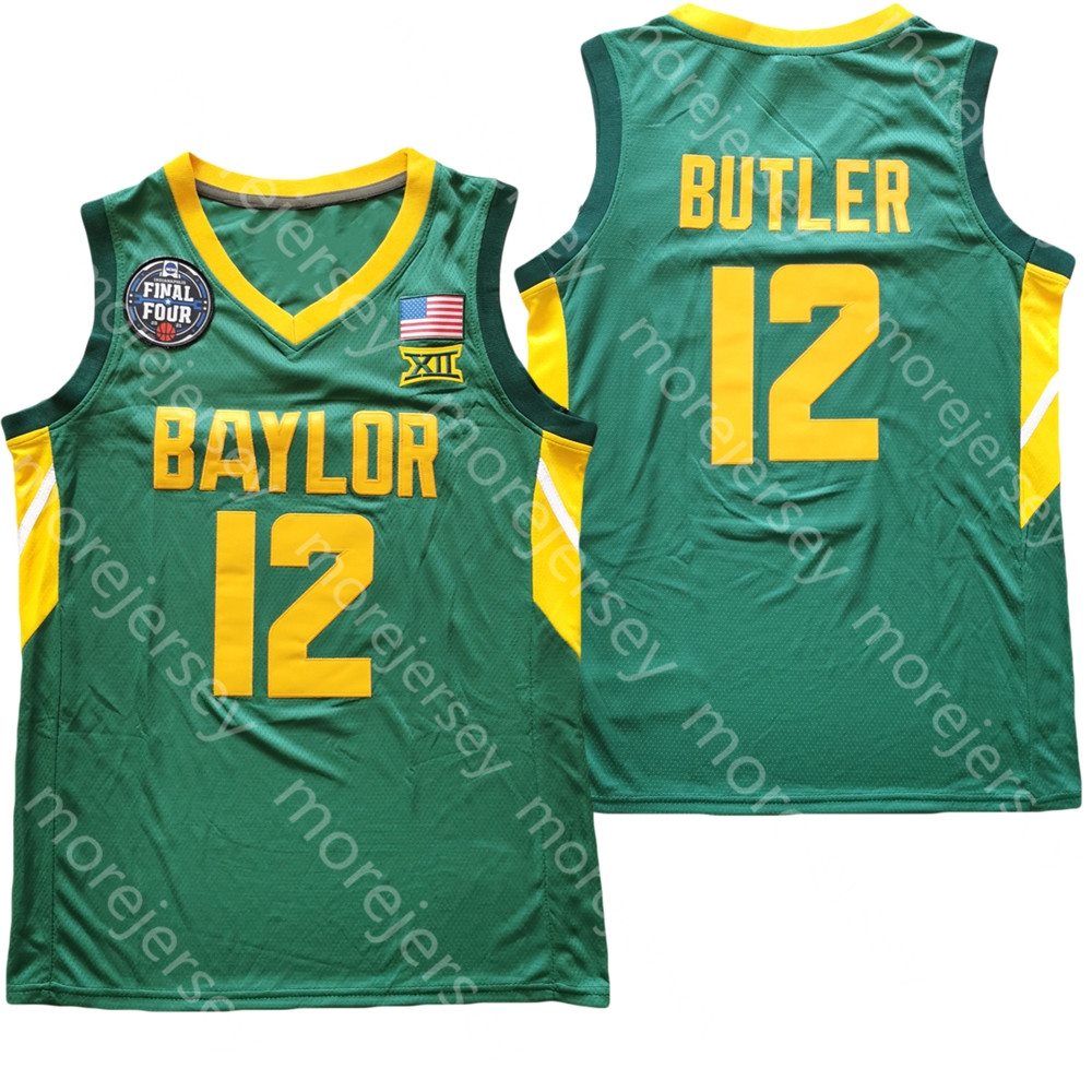 

2021 Final Four 4 Baylor Basketball Jersey NCAA College Green 12 Jared Butler Drop Shipping Size S-3XL, As pic