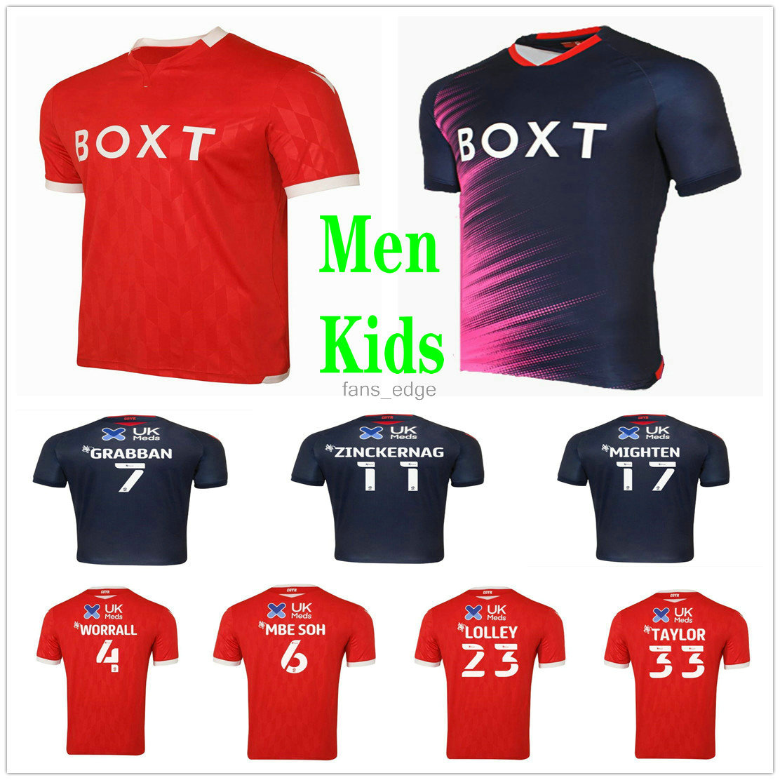 

2021 2022 Nottingham Forest Soccer Jerseys GRABBAN MIGHTEN YATES LOLLEY MBE CARVALHO TAYLOR SOH DA COSTA Custom 21 22 Home Away Men Kids Kit Football Shirt Uniform, Kids size 16-28
