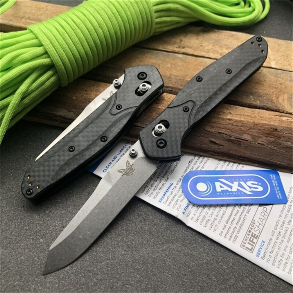

Benchmade 940-1 Osborne carbon fiber high hardness folding knife D2 blade outdoor camping stone wash double action edc tool