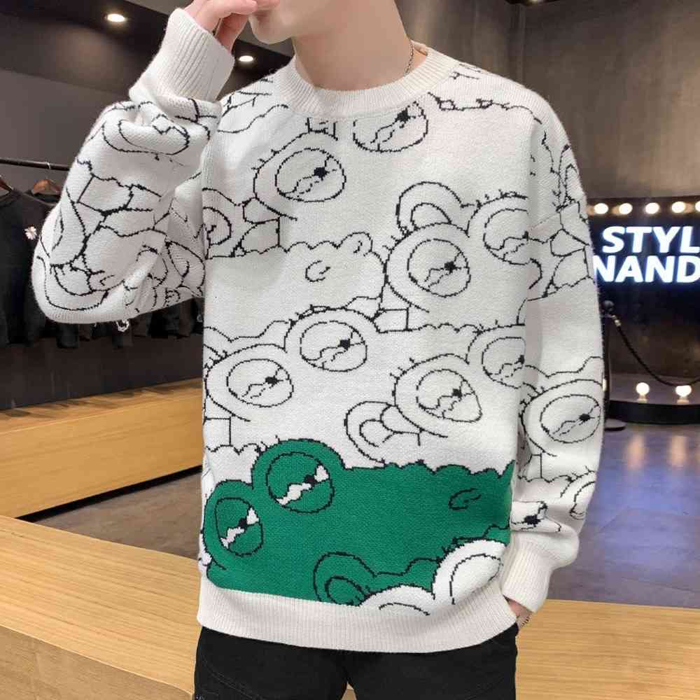 

Men's Sweaters Korean fashion crew shirt graphic pullovers street wear pattern autumn wool men's sweater fine fit UI2K, 1# shoe box