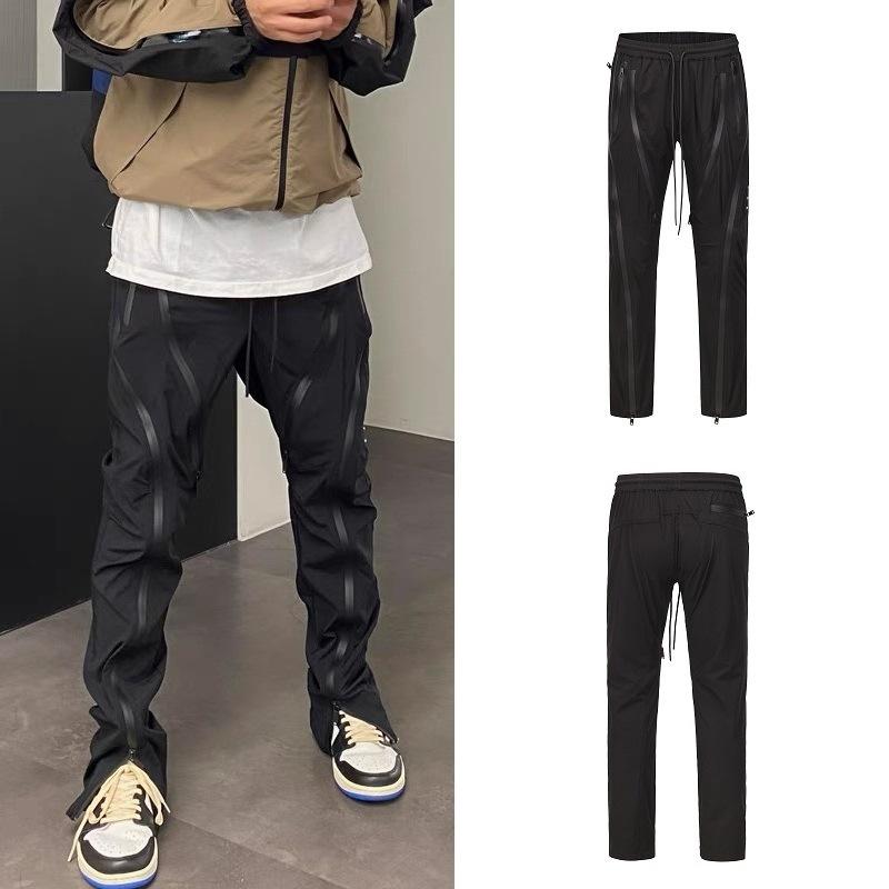 

Men's Pants SYUHGFA Men Clothing 2022 Autumn Slit Hip Hop Cargo For Couple Elastic Waist Causal Streetwear Loose Trousers Male, Black
