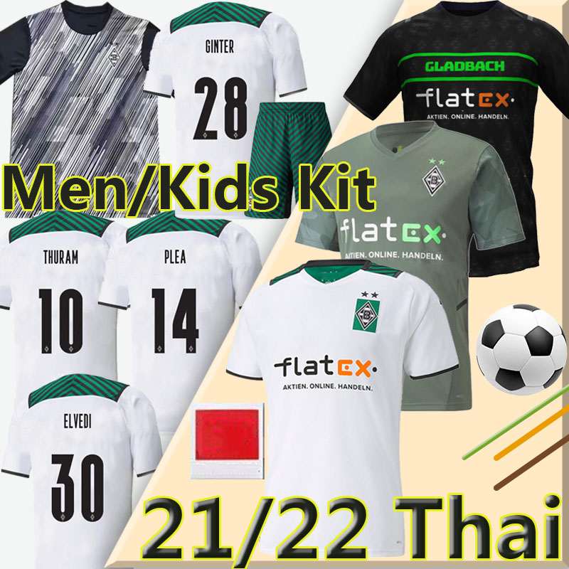 

2021 2022 Borussia Monchengladbach soccer jerseys 21/22 Gladbach STINDL ELVEDI PLEA ZAKARIA NEUHAUS GINTER THURAM EMBOLO men+kids kits foootball shirts uniform, 21-22 home kids