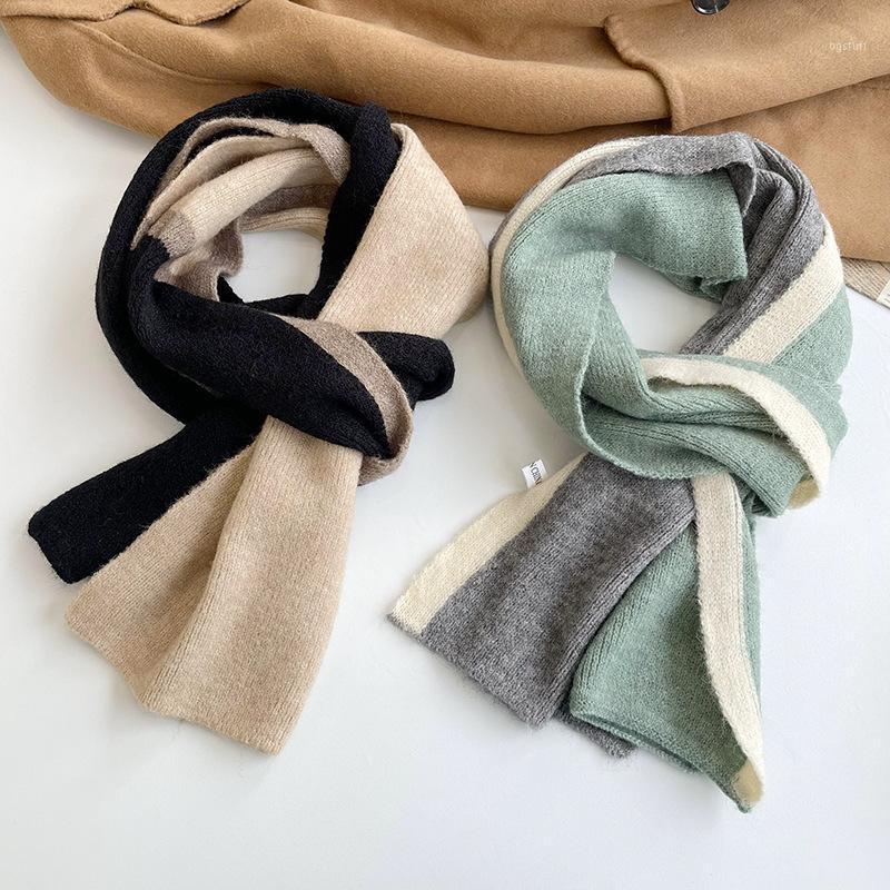 

Scarves Han Edition Of The Bump Color Soft Knitting Wool Scarf Female Thickening In Fall And Winter Warm Shawl, Blue;gray