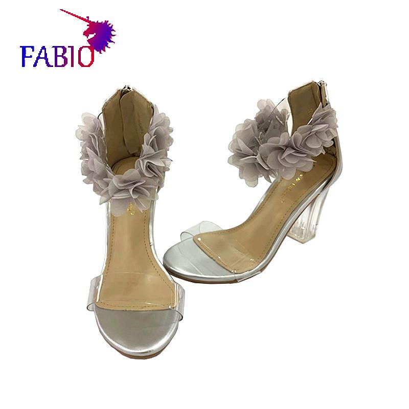 

Slippers Lady's Sandals With Garlands Of Plastic Sheeting And Crystal Heels, Black