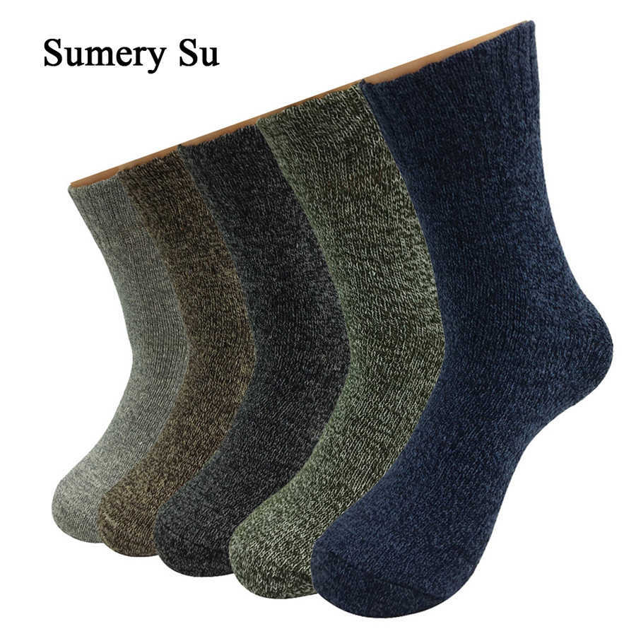 

5 Pairs/Lot Wool Socks Men Winter Warm Cashmere Comfortable Long Crew Casual Bohemian Sock Male Gift for Husband Father 4 Styles H0911, 988-pack w gift bag