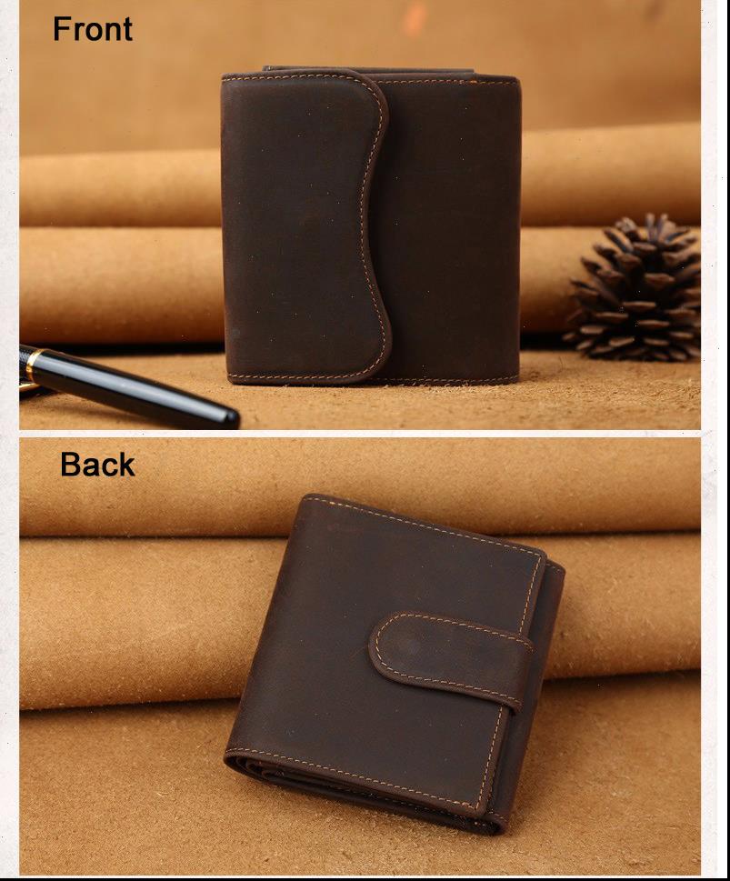 

vintage crazy horse genuine leather men wallet purse male short style clutch bag coin clips, Red;black