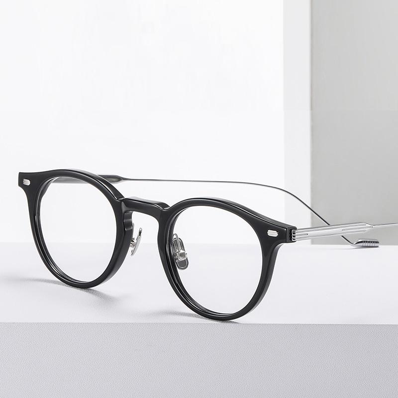 

Fashion Sunglasses Frames Retro Round Titanium Acetate Glasses Frame Men Prescription Myopia Optical Eyeglasses Women Korean De