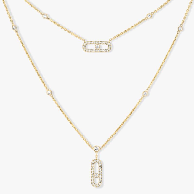 

Chains European 925 Sterling Silver Diamond Necklace Ball Double Layer Fine Jewelry For Women