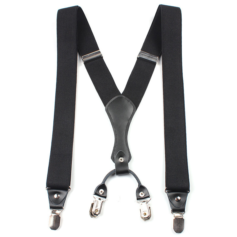 

35 Width Fashion Larger Adult Men Suspenders 4 Clips Adjustable Elastic Y-Back Braces for Male Pants Clothing Accessories 120cm