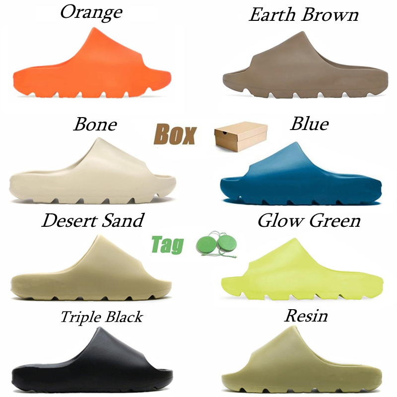 

With Box 2021 Slides Slippers Sandals men women Desert Sand Earth Brown Bone White Resin Foam Runner Slide outdoor Slipper size 35-47 High Quality, Extra payment