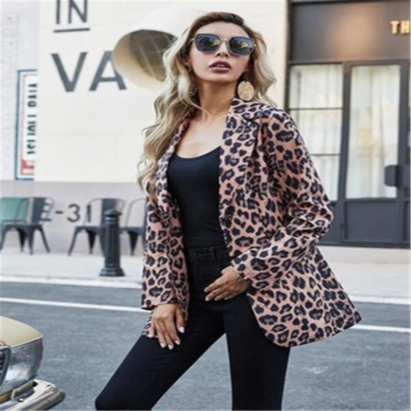 

Women' Suits & Blazers 2021 Fashion Slim Leopard Print Small Suit One-button Single-layer Bagless Coat For Women, Leopard grain
