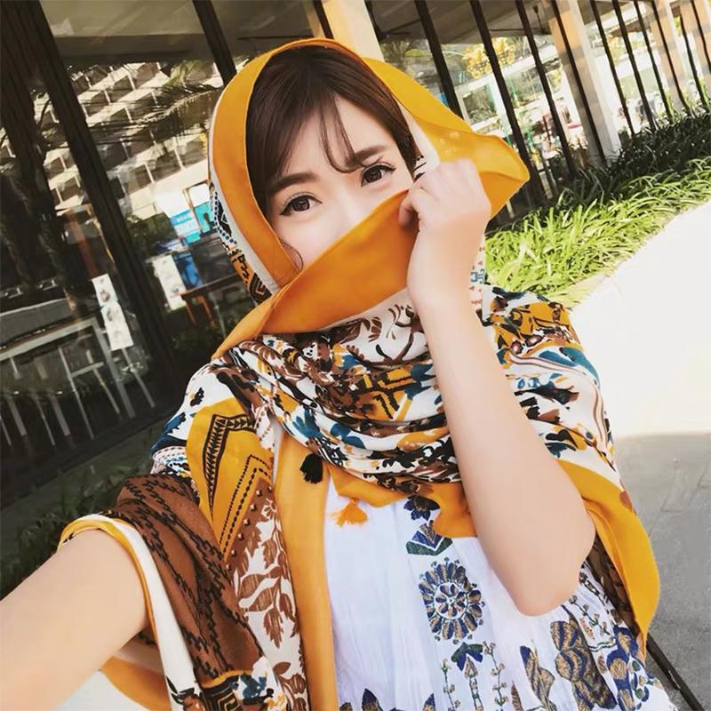 

Scarves Spring Summer Arrival Casual Elegant High Quality Breathable Scarf Fashion Comfortable Vintage National Style Fresh, Blue;gray