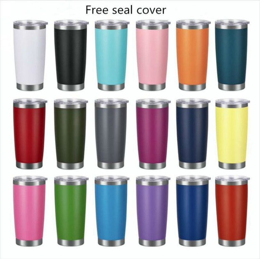 

20oz Car cups Stainless Steel Tumblers Cups Vacuum Insulated Travel Mug Metal Water Bottle Beer Coffee Mugs With Lid 18 Colors BS29, As picture