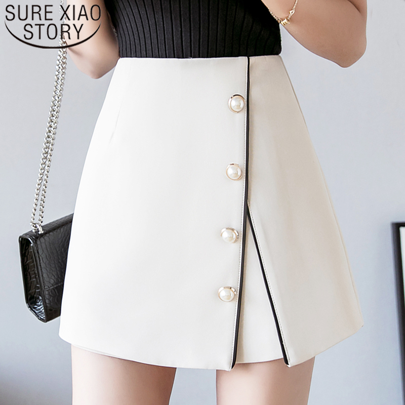 

Faldas Mujer Moda 2021 Winter Womens Skirts Button A-Line Solid High Waist Skirt For Women Korean Beading Shorts Skirts 7639 50, Apricot