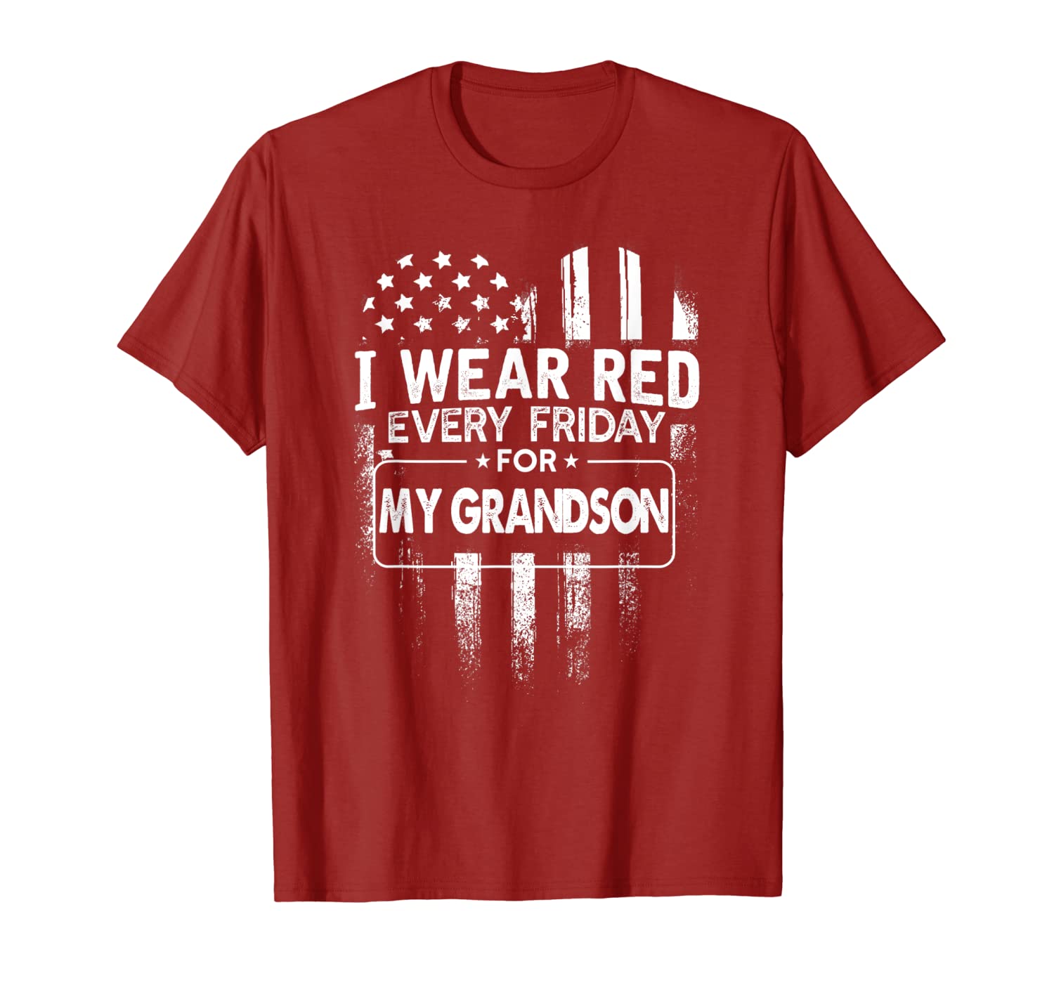 

i wear red every friday for my grandson t shirt military, White;black