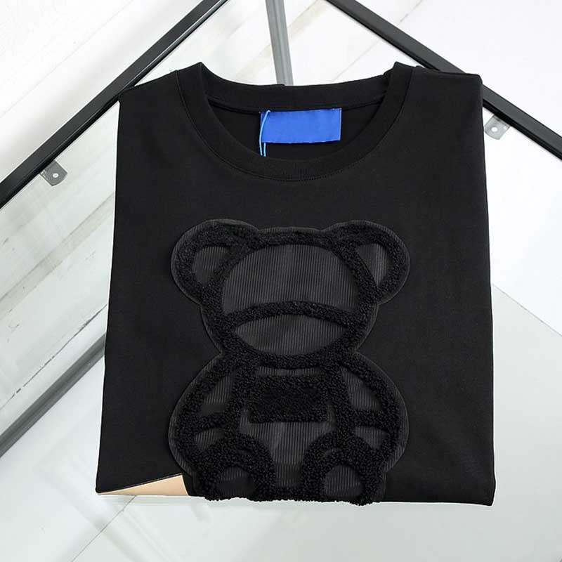 

Mens t shirt Designer high quality round neck teddy bear cartoon personality embroidery summer Casual loose cotton breathable short sleeve T-shirt, Black