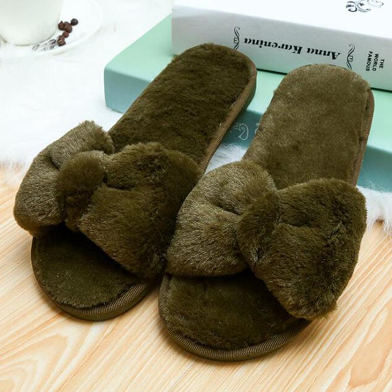 

Slippers Winter Fashion Women Home Faux Fur Warm Shoes Woman Slip On Flats Female Flip Flops Pink Plus Size B3, Black