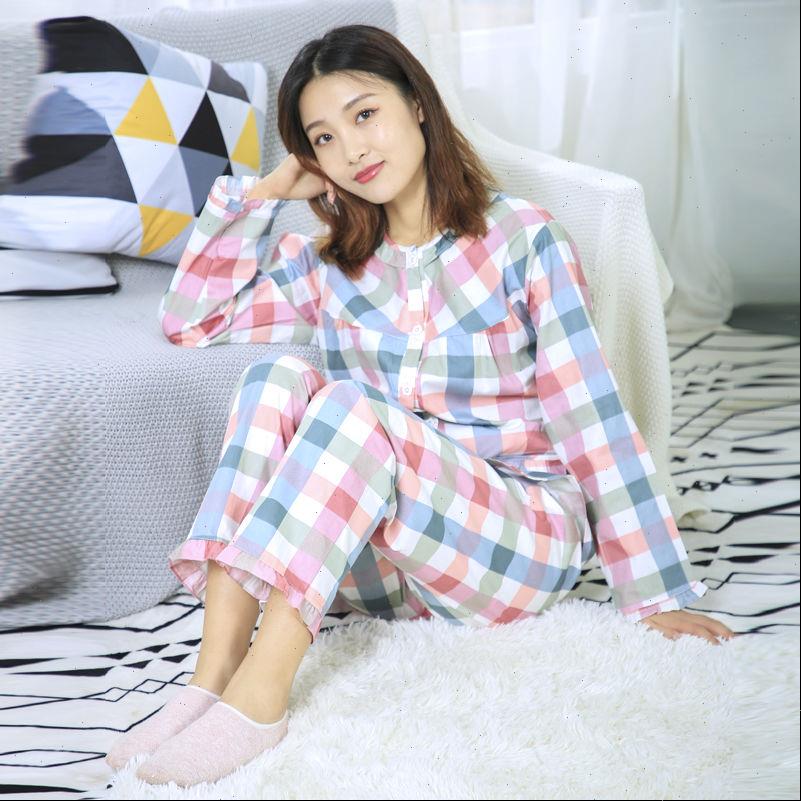 

100% cotton pajamas sets womens sleepwears with pants pijama plaid spring summer pyjamas sleepwear cute night wear nightsuits mujer, Black;red