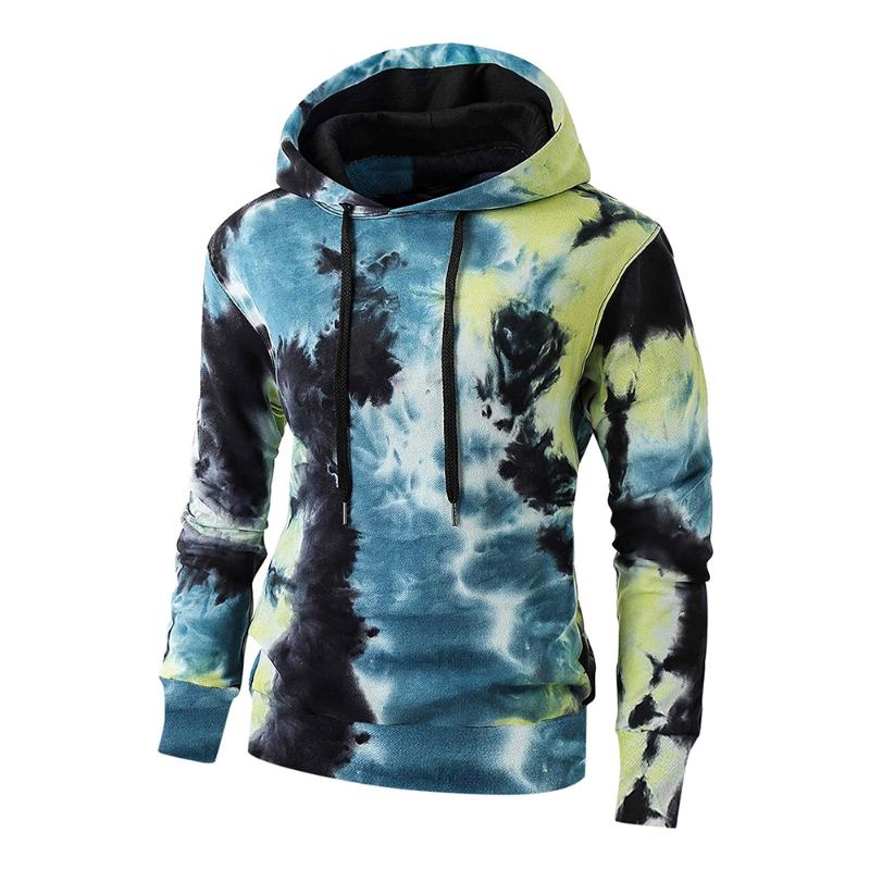 

Men's Hoodies & Sweatshirts Tie-dyed Print Hoodie Men 2021 Mens Hip Hop Hooded Sweatshirt Streetwear Fashion Y2k Tops For Young, Black