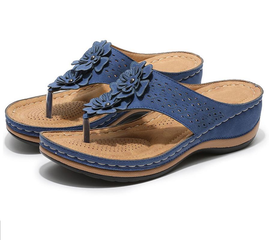 

Slippers 21Women Sandals Soft Bottom Wedges Shoes For Summer Heels Flip Flops Flower Platform Sandalias Mujer Wedge Heel, Black