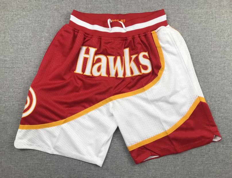 

Men Basketball Short JUST DON Shorts Retro Edition Mesh Atlanta Hawk 55 Mutombo 11 Young Stitched Pocket Stitch City Teams Name & Year Id Tags, Black;red