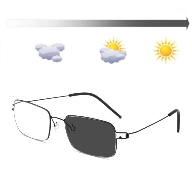 

Sunglasses Ultra-light No Screw Anti-Blue Nearsighted Titanium Alloy Eyeglasses Optical Magnifier Sun Pochromic Myopia Shade Glasses