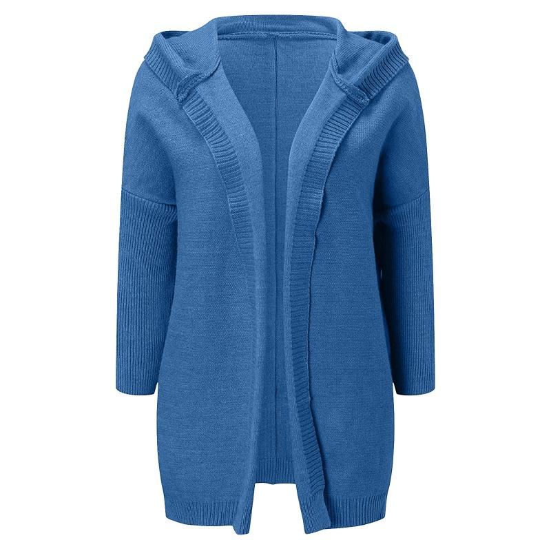 

Women's Sweaters 2021 Women Cardigan Hooded Sweater Solid Color Batwing Sleeve Autumn Winter Open Front Ladies Fashion Knitted Outerwear, Khaki
