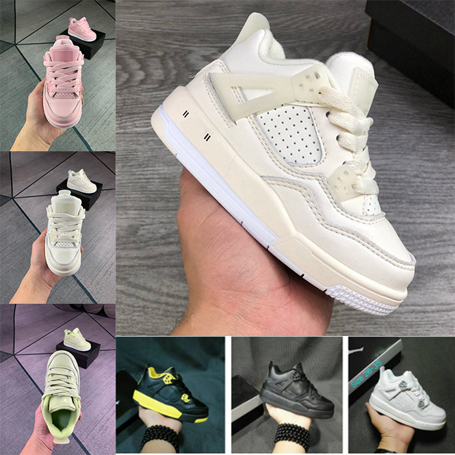 

Kids Jumpman 4s IV Basketball Shoes Collection Children Outdoor sports Sneaker Black Cat Oreo White Bred Thunder Boy Girls 4 Athletic trainer, Customize