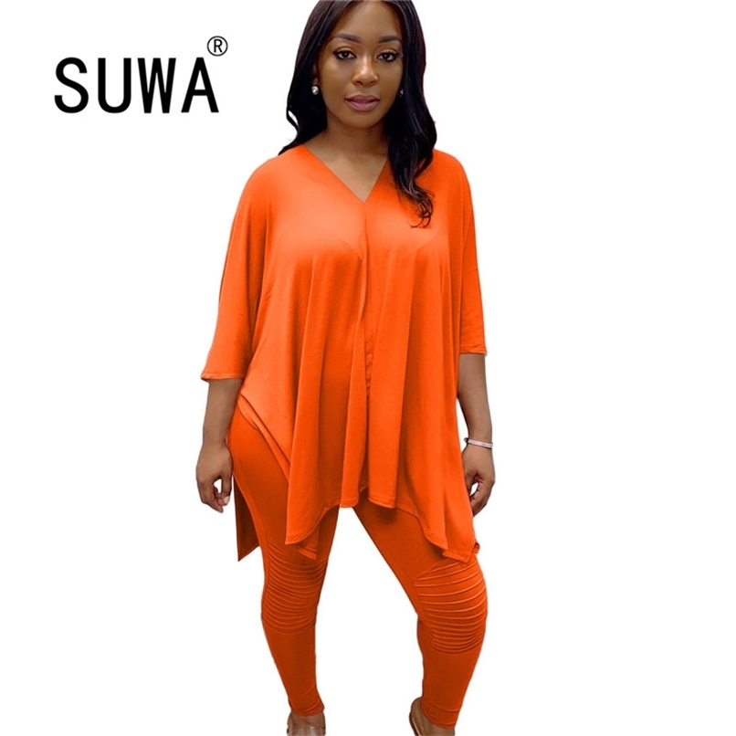 

Vintage Casual Home Wear Womens 2 Pieces Outfits Loose Pullover T-Shirt Top And High Waist Pencil Pants Tracksuit Matching Sets 210525, Black