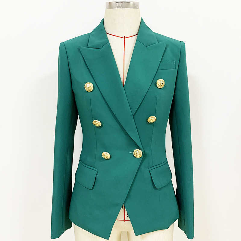 

Ladies high-end green classic blazer autumn and winter temperament long-sleeved ladies jacket suit Casual 210527