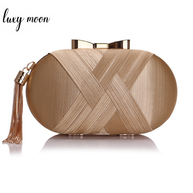 

Gold Color Tassel Lady Clutch Bag Luxury Silk Evening Bag High Quality Banquet Handbag Fashion Women Party Wedding Purse ZD1100