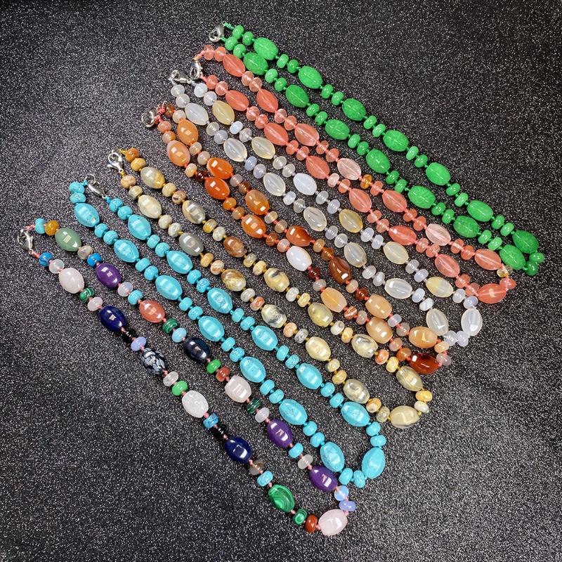 

Chains Natural Stone Necklace Abacus Bead 5x8mm Faceted Rice 10x14mm Semi-precious Necklace-DIY Fashion Neckalce