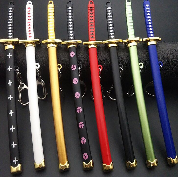 

Men Anime Katana Pendant Domineering Stainless Steel Knife Special Roronoa Zoro Sword Keychain Toolholder Scabbard Katana Sabre Car Keyrings With Packing Box