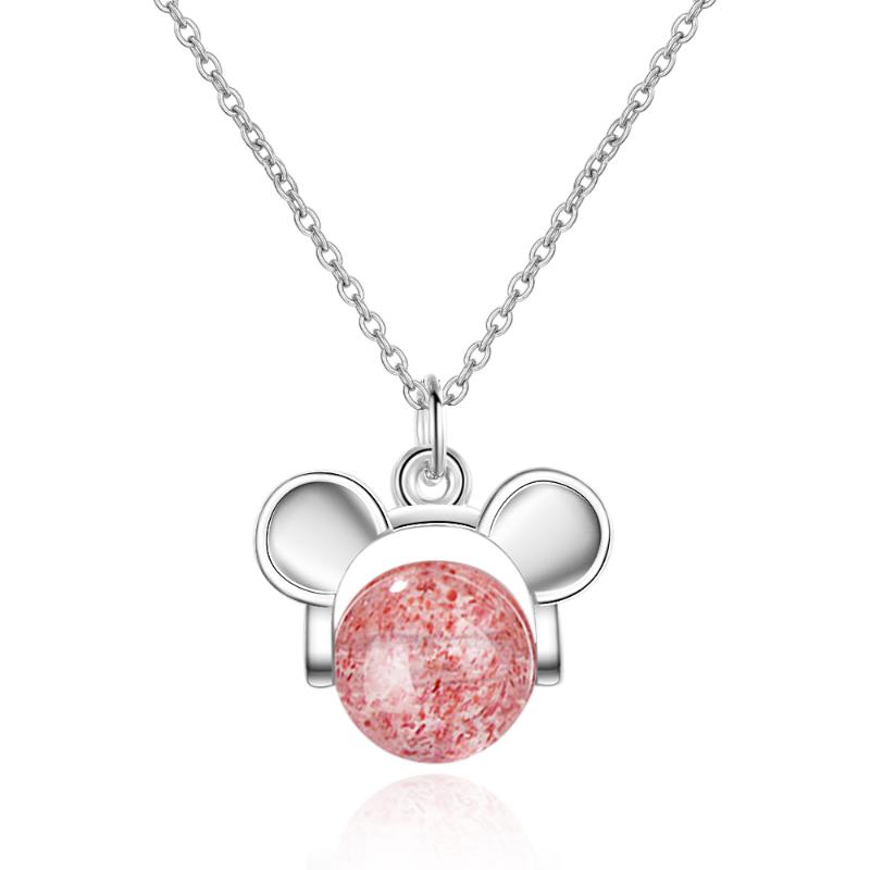Pendant Necklaces Strawberry Crystal Cute Mouse Pendants Necklace For Women Korean Fashion Neck Jewelry Sweater Chain Girlfriend Gifts H-image-697779766