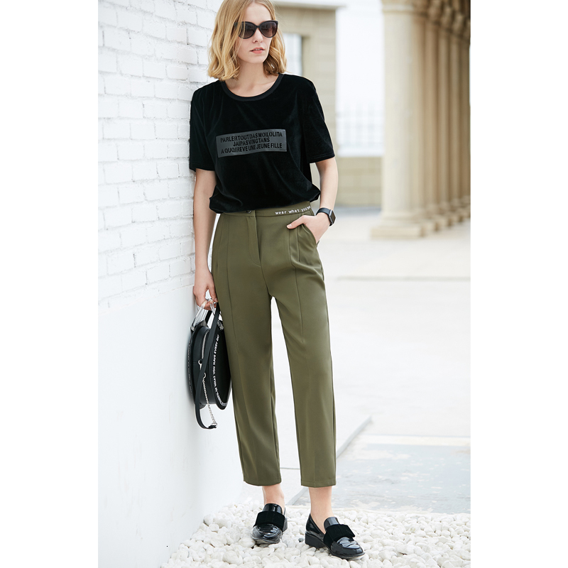 

women's pants & capris calÃ§a minimalista moda verÃ£o feminina, reta bordada de letras escritas para mulheres 11721958 g2ig, Black;white