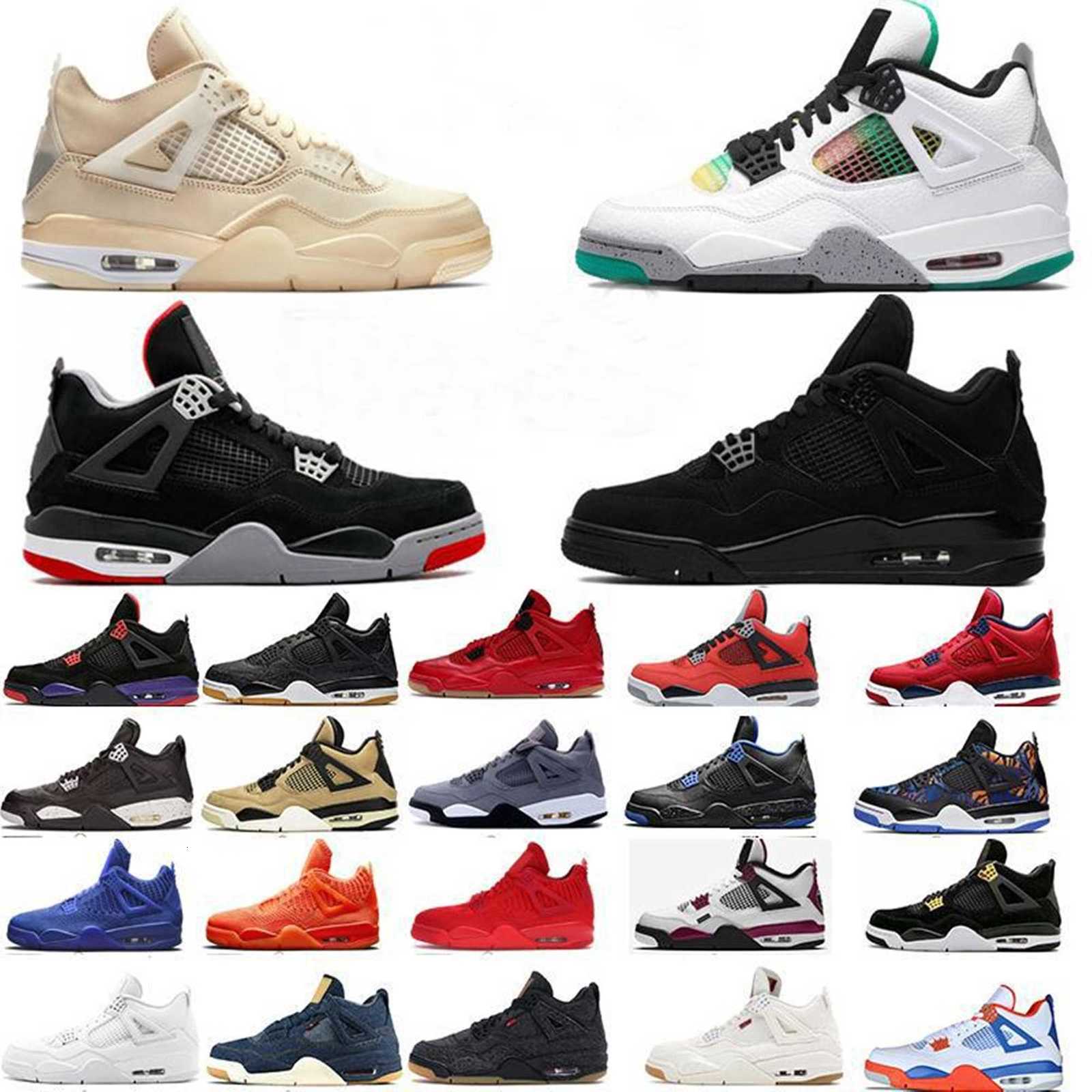

With Box Jumpman 4 Men Basketball Shoes Women Sail Fire Red 4s Travis Bred Starfish Undefeated Black Cat s Court Purple Trainers Sneakers