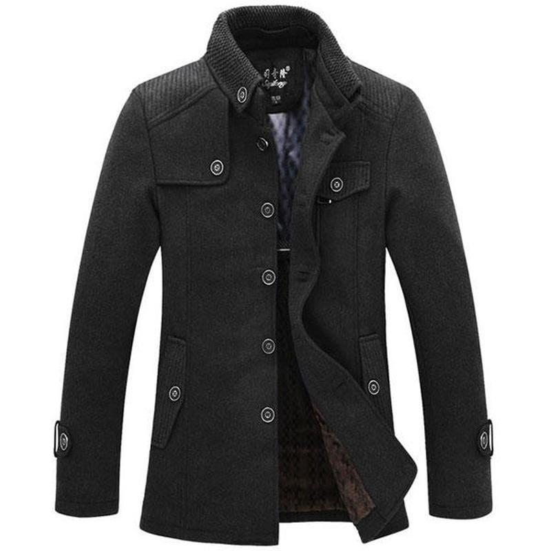 

Men's Jackets Warm Fleece 2021 Winter Jakets For Men Parks Stand-up Collar Windbreaker Casual Wool Jacket Thickened Woolen Coat, Black;brown