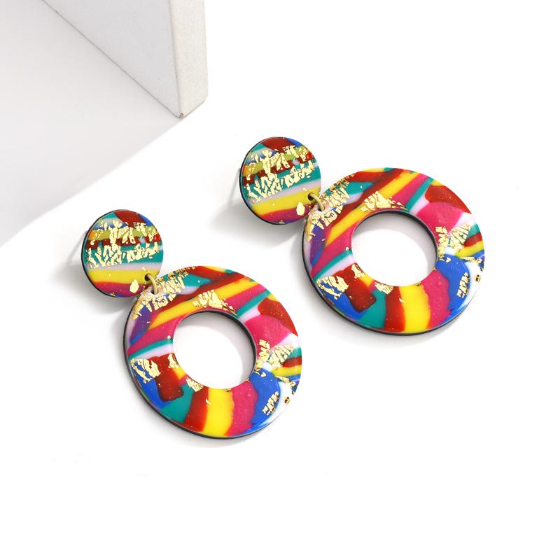 Dangle & Chandelier AENSOA Rainbow Color Clay Pendant Earrings Women Romantic Drop Unusual Party Jewelry 2021-image-700913823