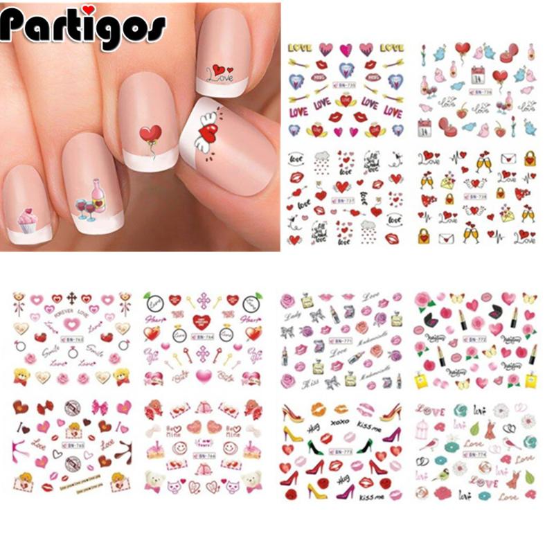 

Party Decoration 12pcs Romantic Valentines Water Decals Sliders Nail Art Decorations Stickers Sexy Lips Flower Heart Tattoo Wraps
