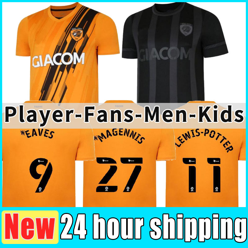 Hull City Soccer Jerseys 2021 2022 Wilks Honeyman M.Smith Bernard Eaves Scott Maillots de pied Raxter Greaves Lewis-Potter Emmanuel Cannon Moncur