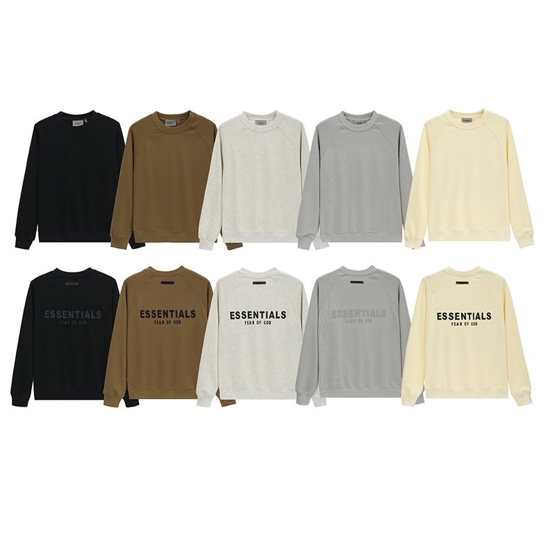 

New fog essentials letter fear of God high street loose round neck Pullover for men and women, Black